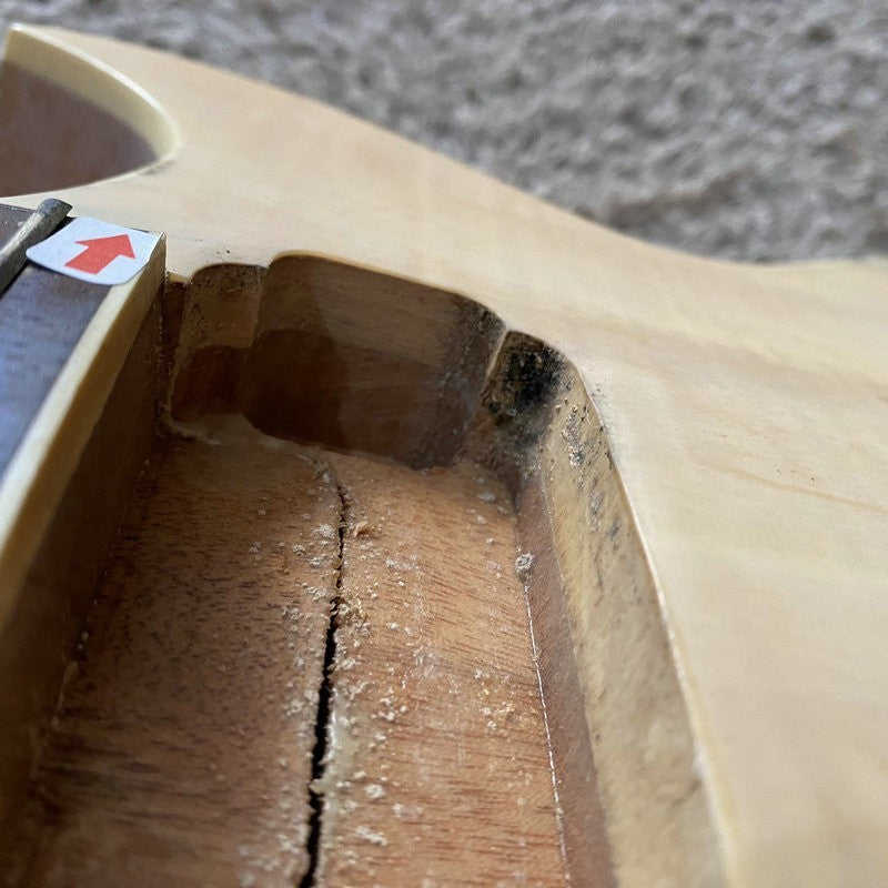 Tiger Maple Guitar Body with Mahogany Neck, Rosewood Fingerboard Fit L