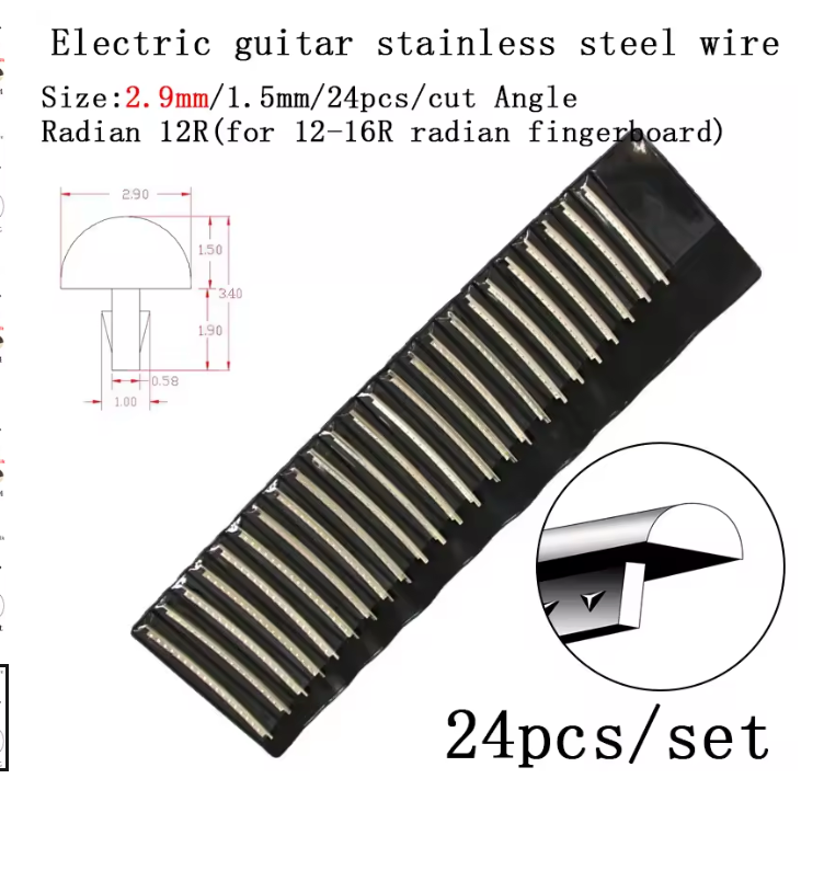 24pcs Steel Guitar Fingerboard Frets Fret Wire 2.9MM