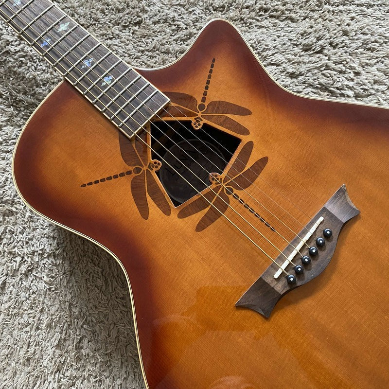 Luna Acoustic Guitar, Red Pine Top Body, Mahogany Neck, Rosewood Finge