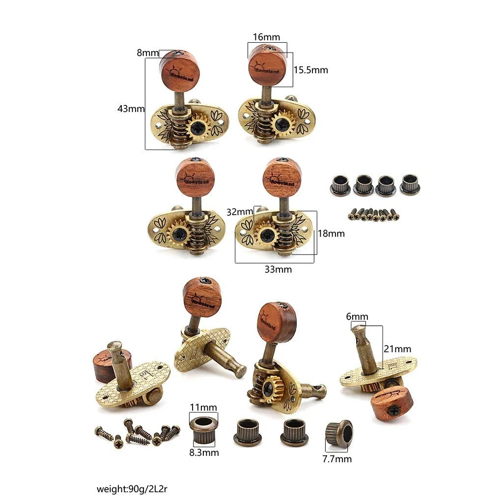 Bronze Ukulele 2R2L Tuning Pegs Machine Heads Open Gear