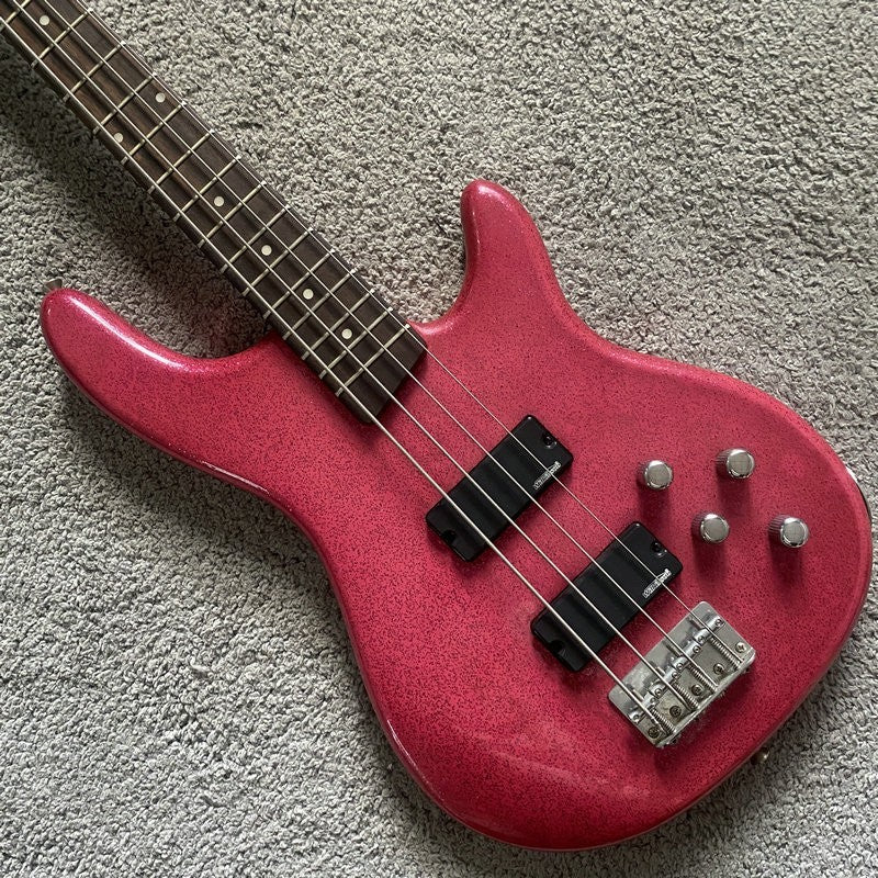 Metallic Sparkling Pink 4 String Electric Bass, Maple Neck, 22 Frets F