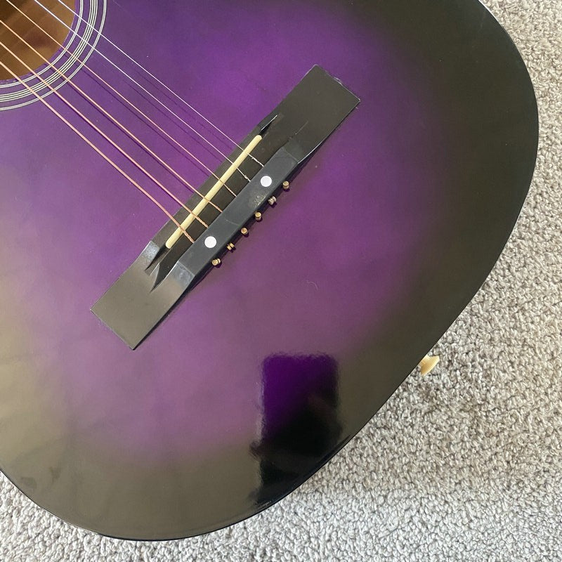Purple Burst 38 Inch Folk Acoustic Guitar, Basswood Body, Mahogany Nec