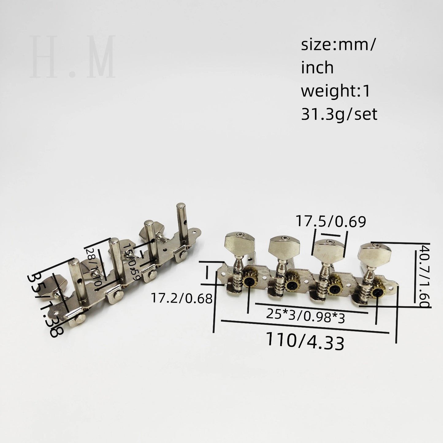 4R+4L Silver Mandola 8 String Silver Tuning Pegs Machine Heads