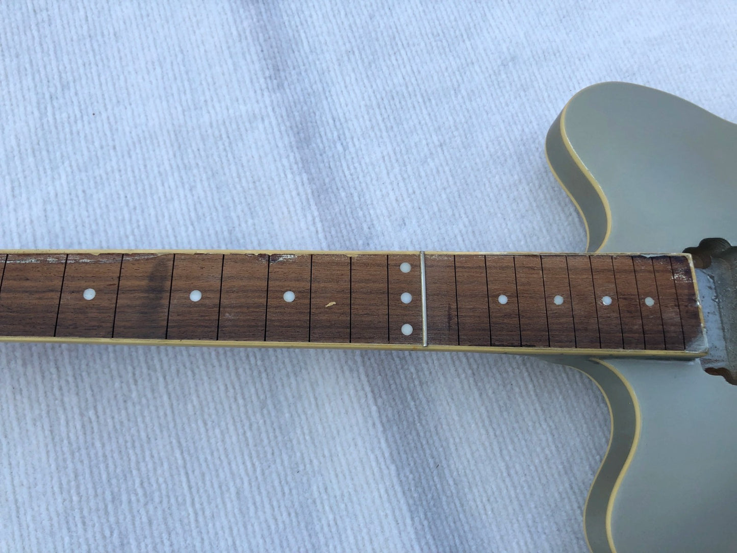 Metallic Silver Semi Hollow Jazz Guitar Body with Neck, Rosewood Fretb