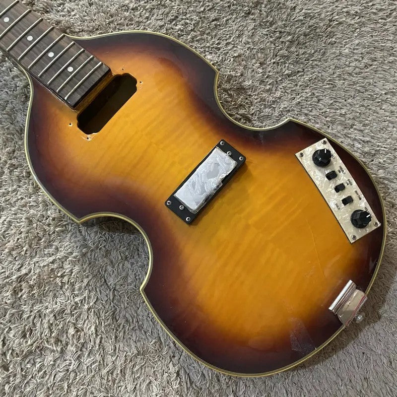 Quincy 4 String Bass Kit, Semi Hollow Body with Tiger Maple Top Fit Vi