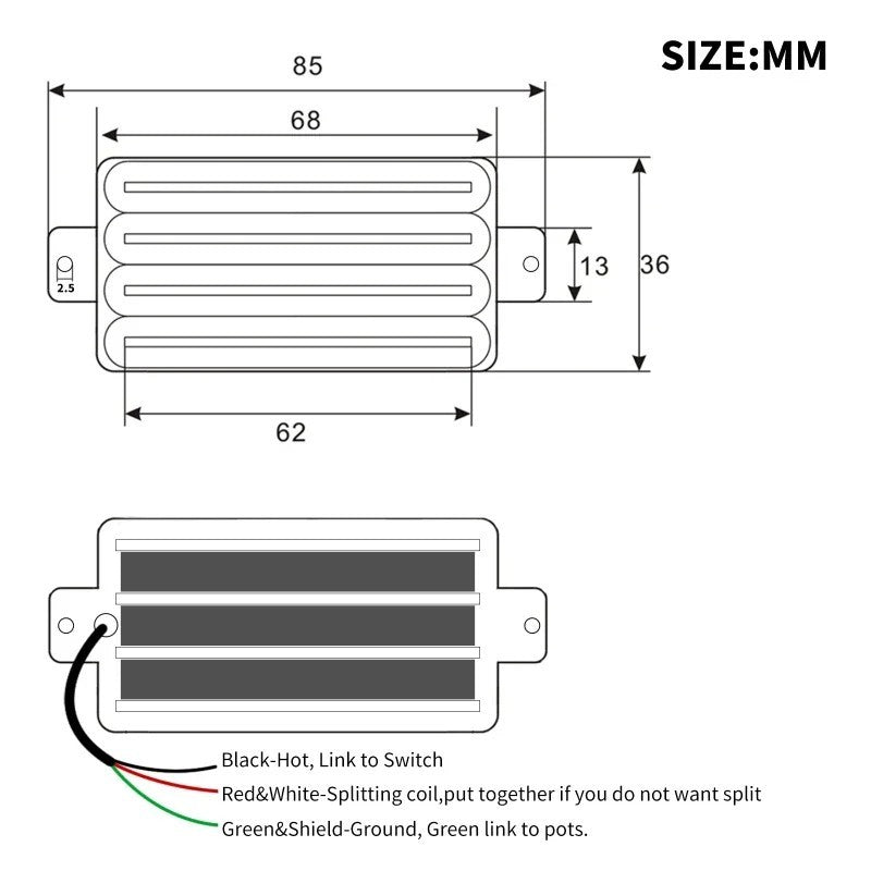 Zebra Dual Blades Guitar High Outpur Humbucker Pickup Fit Ibanez,Dean,