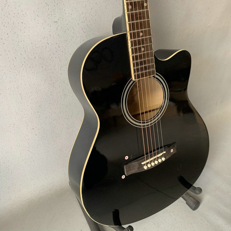 Black 40 Inch Acoustic Guitar, Basswood Plywood Top Body, Rosewood Fin