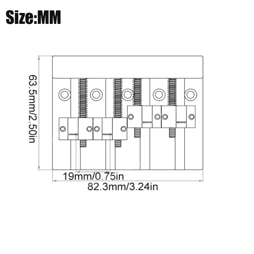 4 String Electric Bass Guitar Fixed Hardtail Bridge, 19MM Spacing