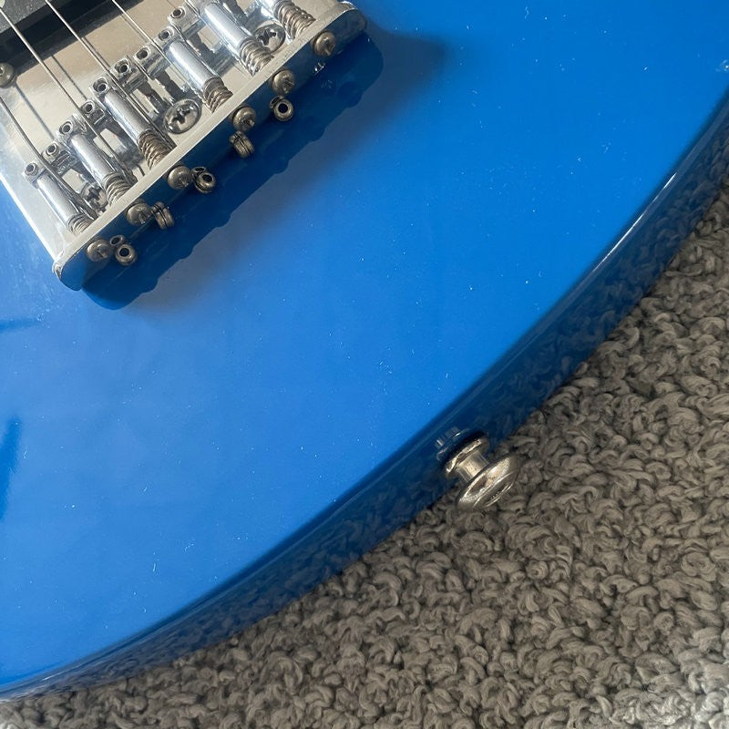 Blue Mini Electric Guitar, Solid Basswood Body, Maple Neck, Rosewood F