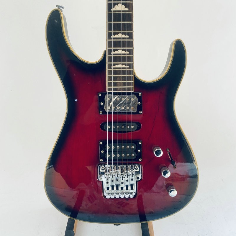 Red Burst Custom HSH Guitar, Solid Baswood Body, Maple Neck, Rosewood