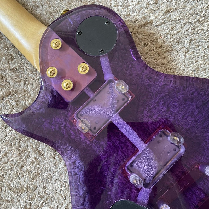 Acrylic Purple Transparent Mini Electric Guitar, Maple Neck Rosewood F