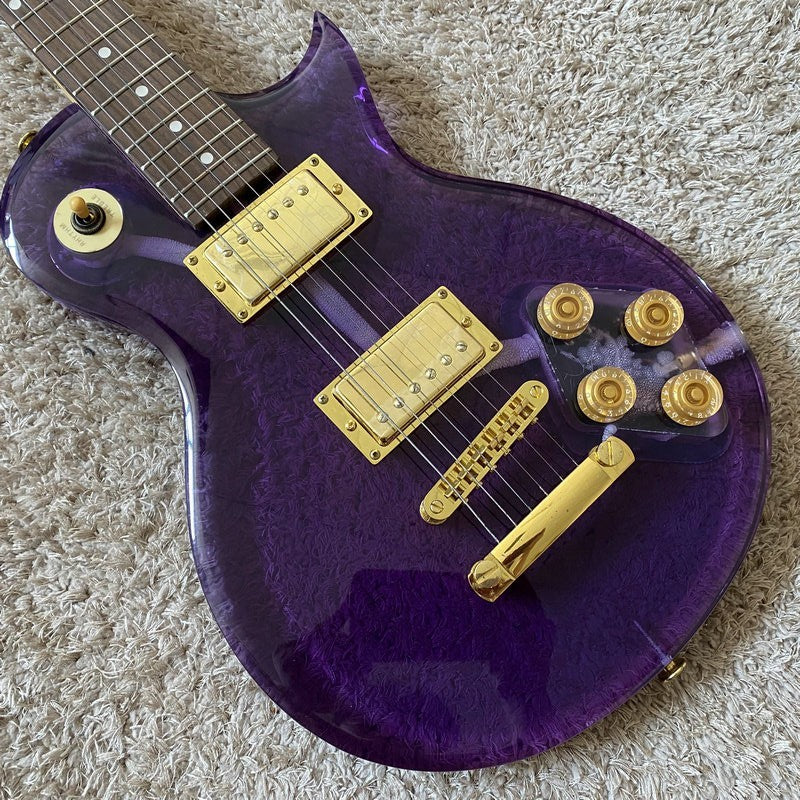 Acrylic Purple Transparent Mini Electric Guitar, Maple Neck Rosewood F