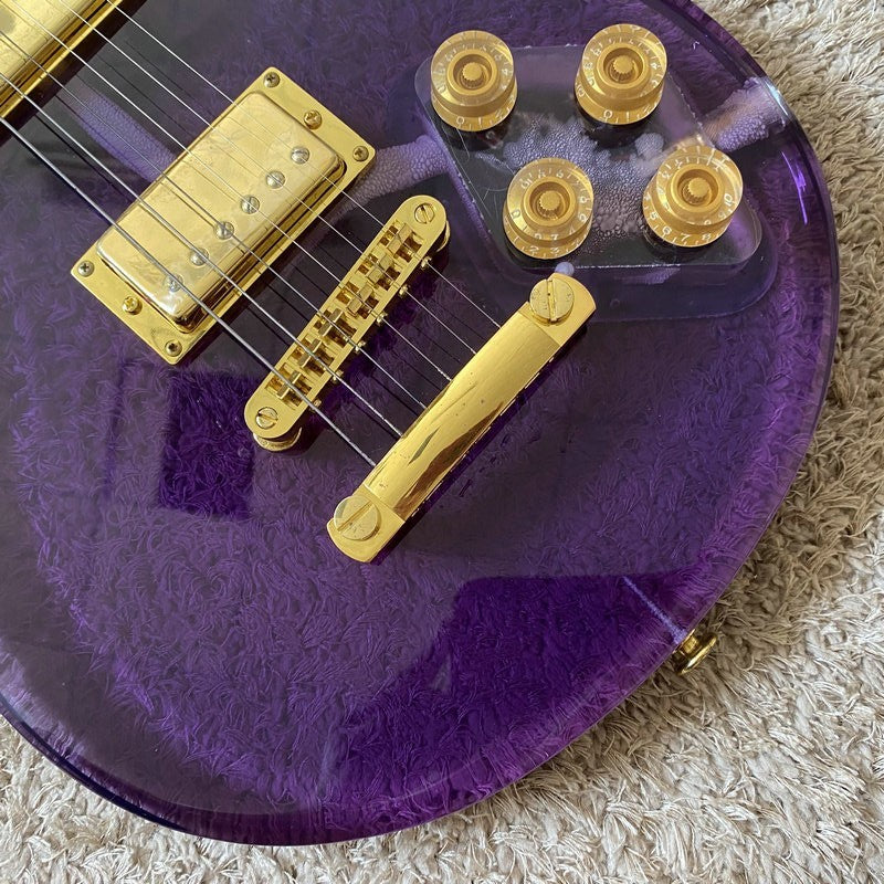 Acrylic Purple Transparent Mini Electric Guitar, Maple Neck Rosewood F