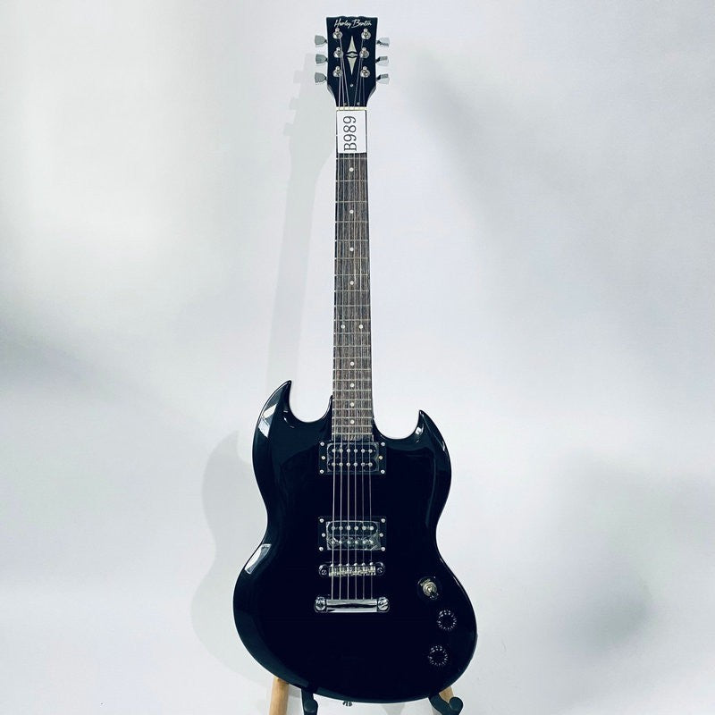 Harley Benton Gloss Black Guitar, Mahogany Body Maple Neck, Rosewood F