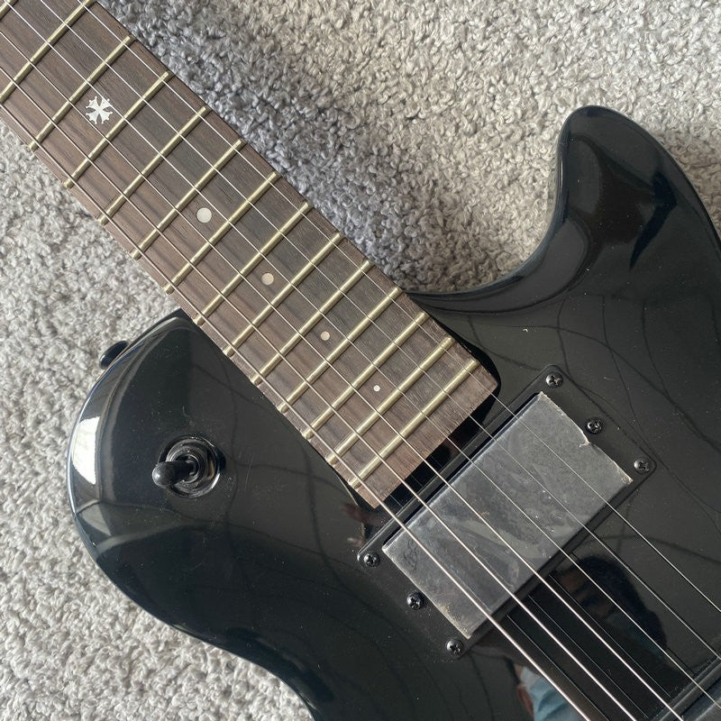 LAG Black Single Cut Electric Guitar, Mahogany Body, Neck, Rosewood Fi