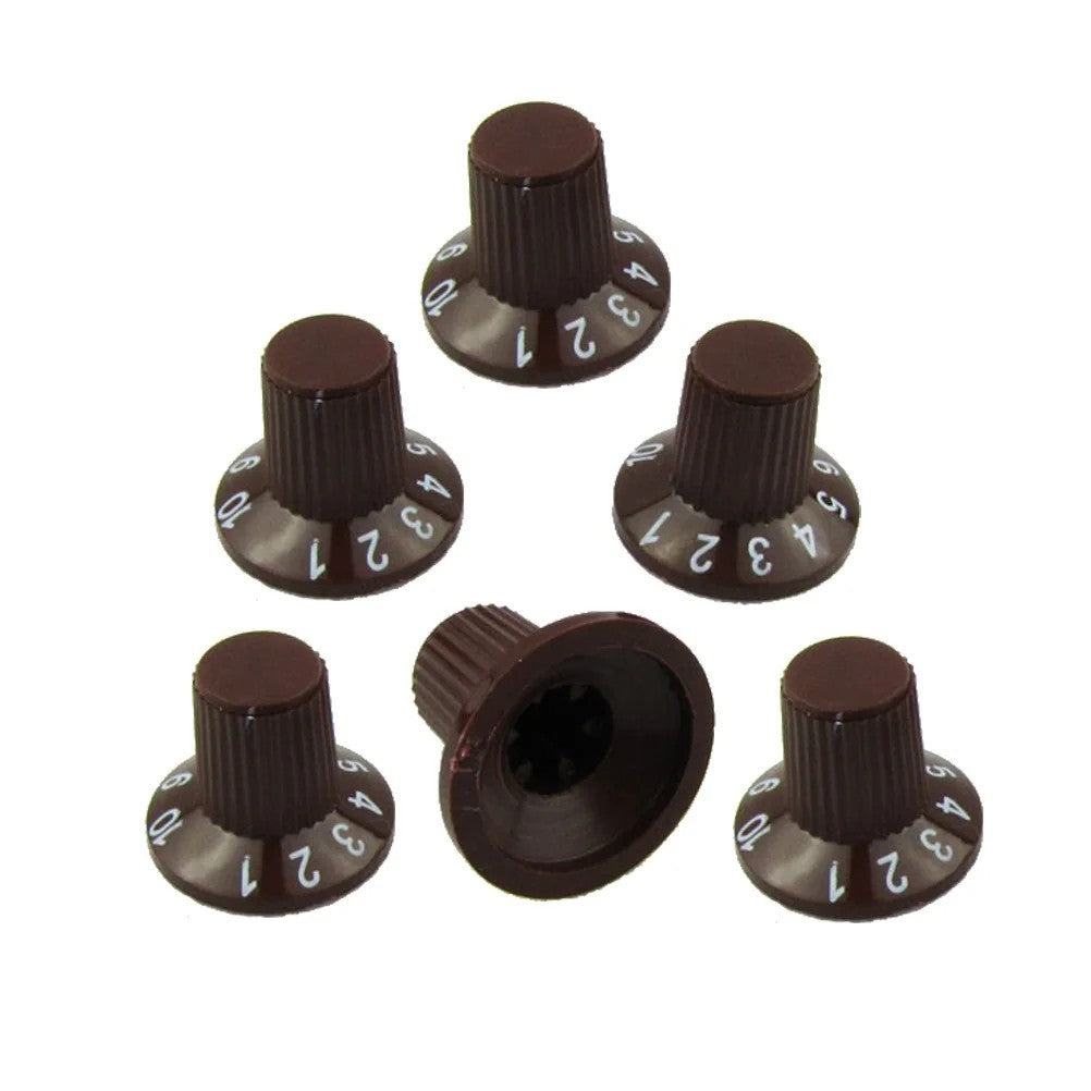 6pcs Brown Guitar Top Har Amplifier AMP Control Knobs Set