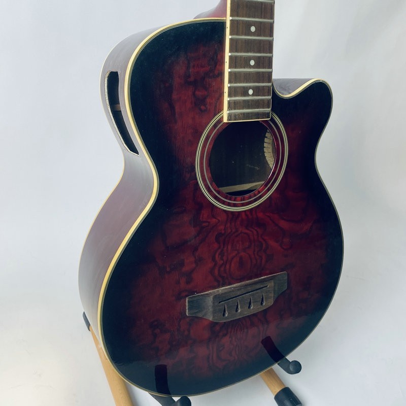 Condor Red Burst 4 String Acoustic Electric Bass, Ash Plywood Top, wit