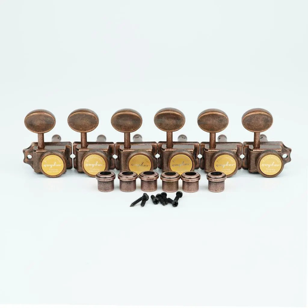 6R Inline Vintage Lock Bronze Guitar Tuning Pegs Keys Fit Strat Tele