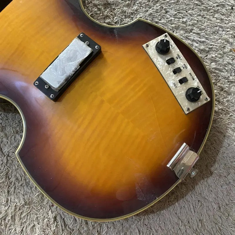 Quincy 4 String Bass Kit, Semi Hollow Body with Tiger Maple Top Fit Vi