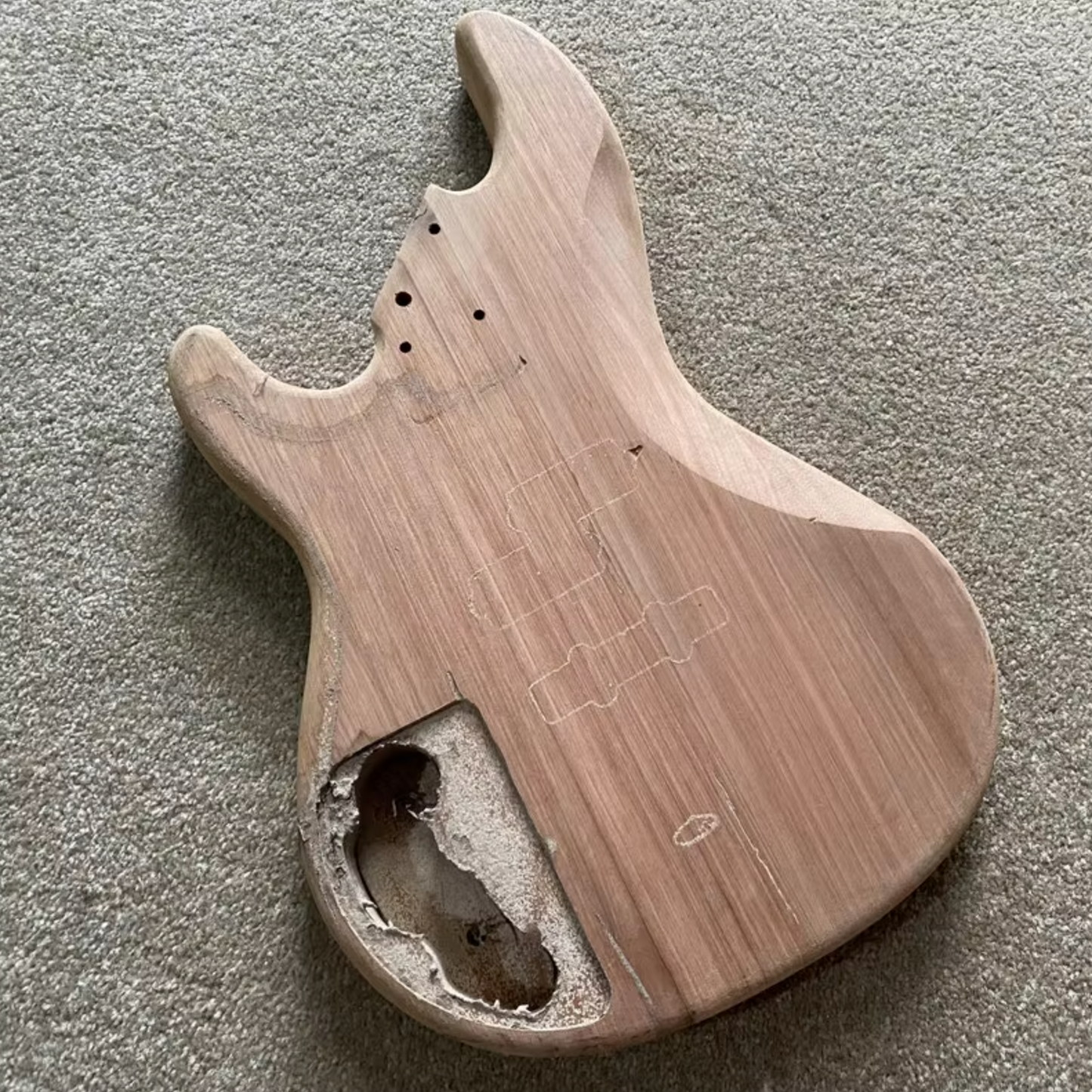 Mahogany Wood 4 String Bass Guitar Body DIY Project