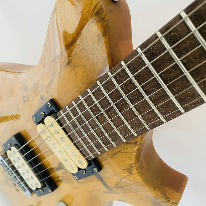 Sakura HH Guitar, Burl Wood Mahogany Body, Maple Neck, Rosewood Finger