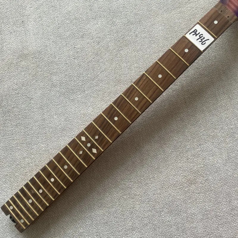 Purple Tiger Maple Top Headstock Guitar Neck, Rosewood Fingerboard 24