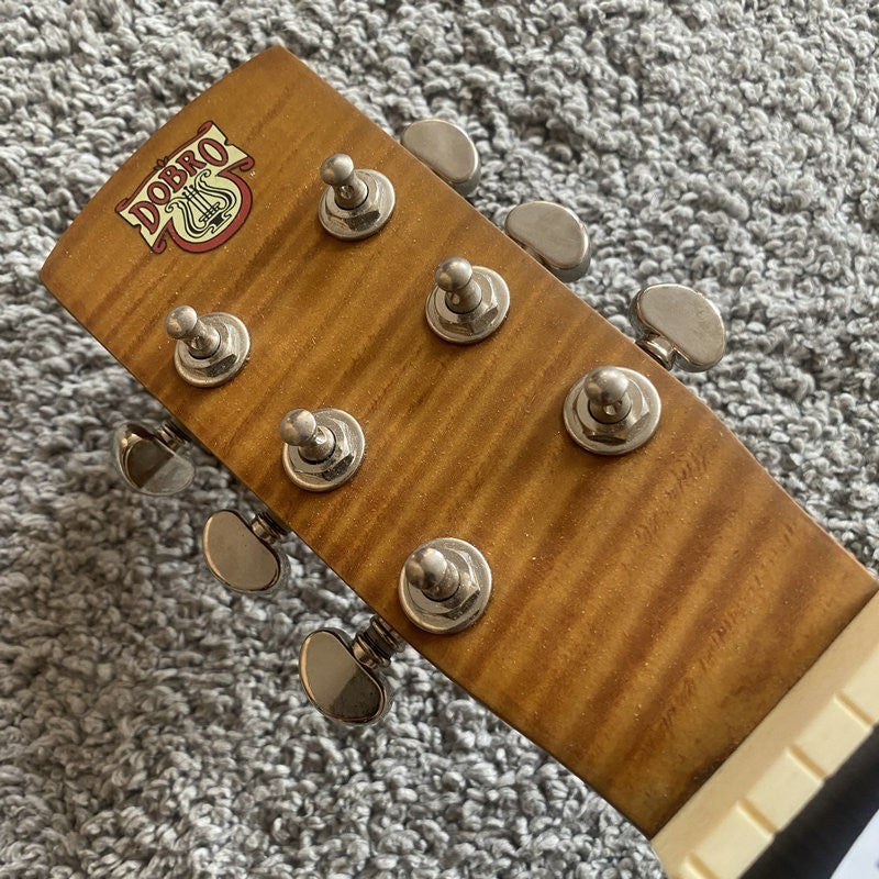 DIY Tiger Maple Dobro Resonator Guitar Mahogany Neck Rosewood 19 Frets