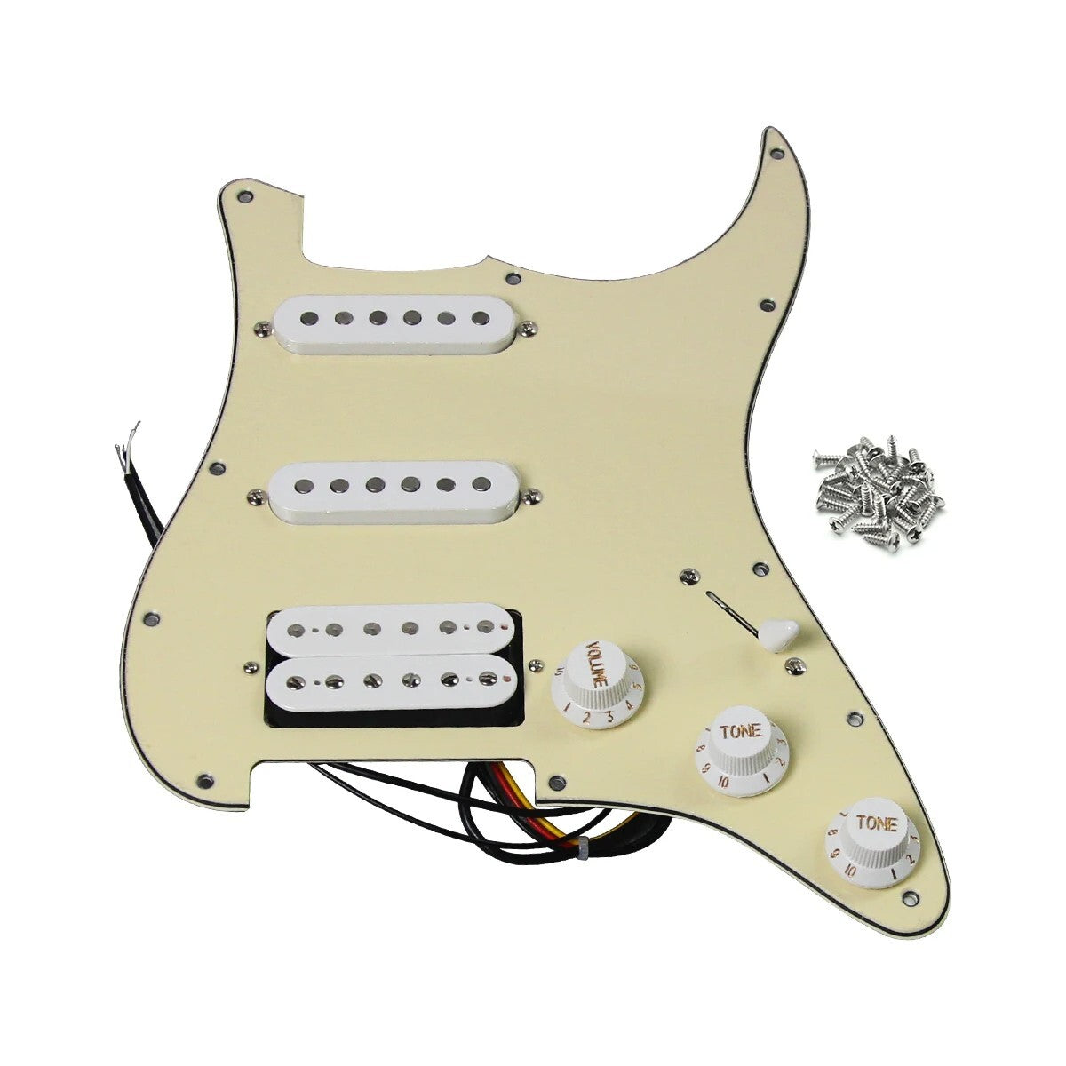 Cream HSS Guitar Prewired Loaded Pickguard, Alnico 5 Pickups Fit Strat