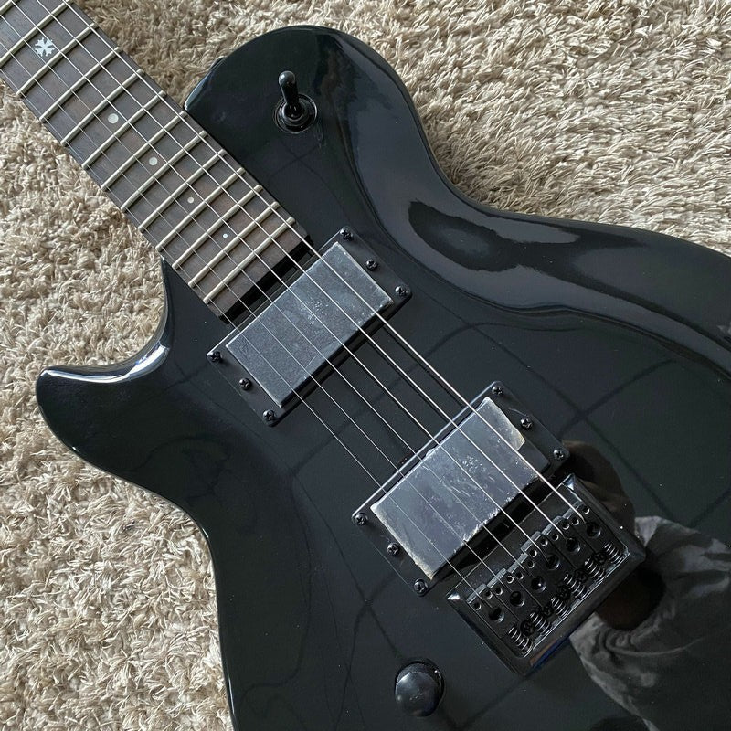 LAG Black Left Handed Guitar, Mahogany Body with Neck, Rosewood Finger