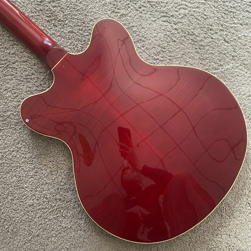 Red Glossy Semi Hollow Jazz Guitar Body Mahogany Neck, 22 Frets Finger