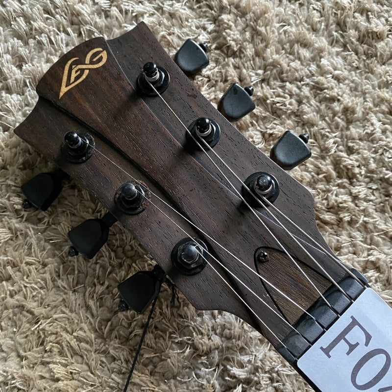 LAG Black Left Handed Guitar, Mahogany Body with Neck, Rosewood Finger