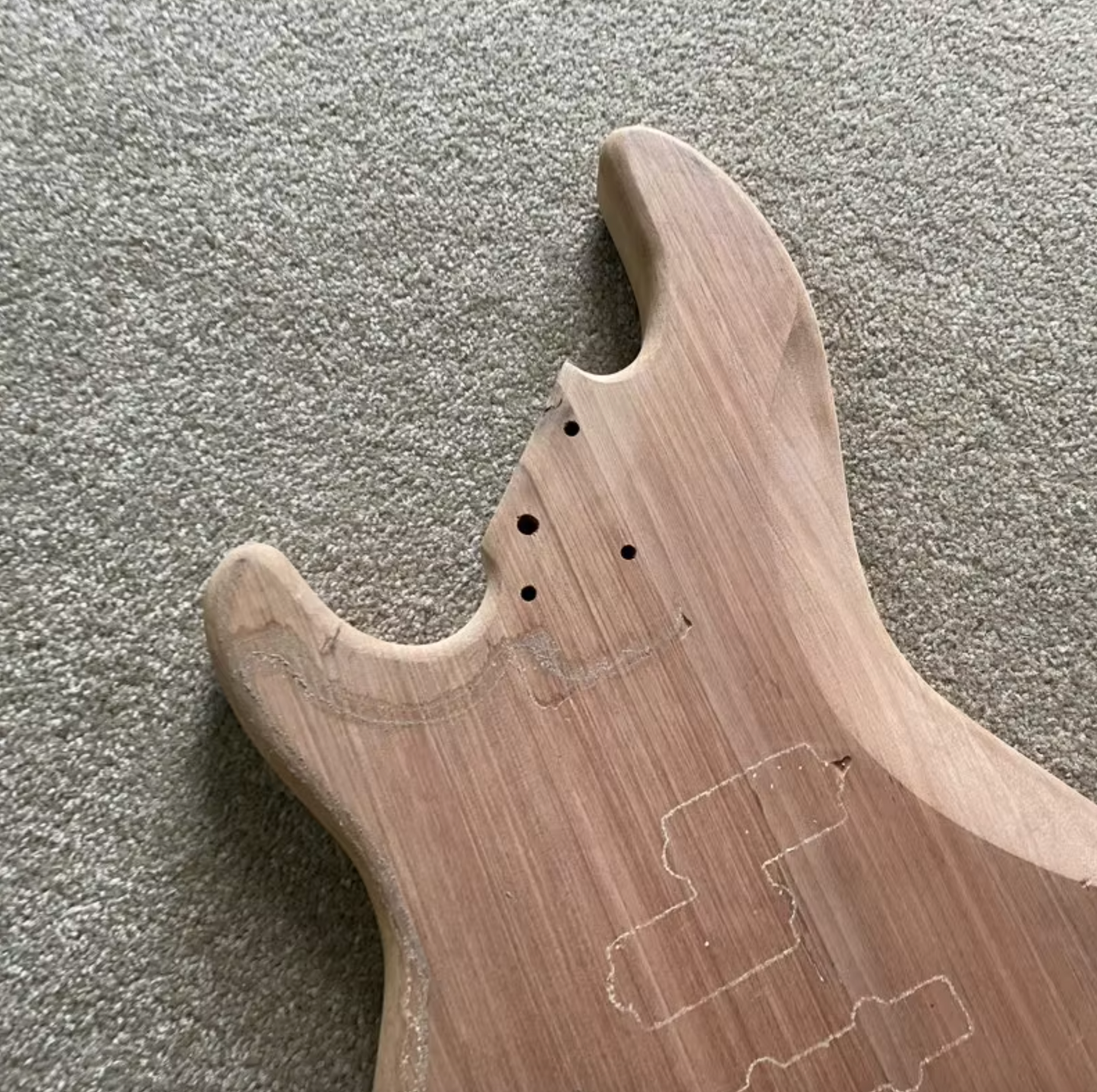 Mahogany Wood 4 String Bass Guitar Body DIY Project