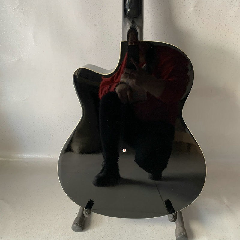 Black 40 Inch Acoustic Guitar, Basswood Plywood Top Body, Rosewood Fin