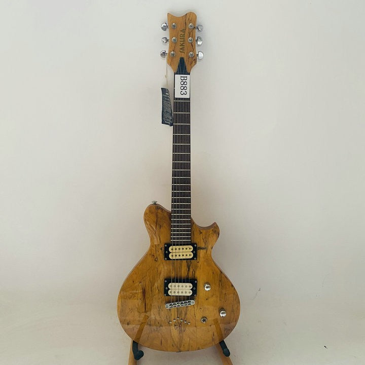 Sakura HH Guitar, Burl Wood Mahogany Body, Maple Neck, Rosewood Finger