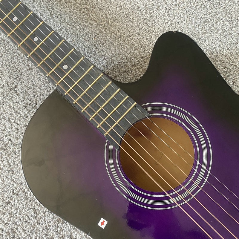 Purple Burst 38 Inch Folk Acoustic Guitar, Basswood Body, Mahogany Nec