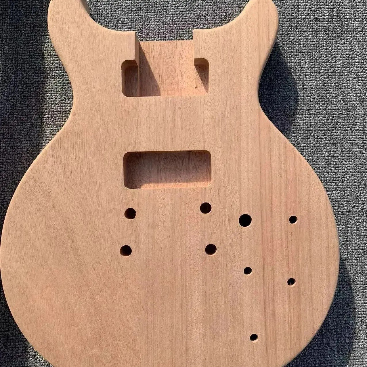 Double Cutaway Mahogany Wood Unfinished Guitar Body, Rosewood Fretboar
