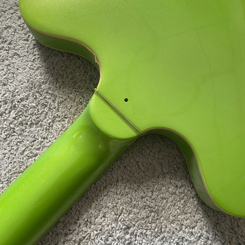 Green DIY Jazz Guitar Semi Hollow Body with Maple Neck, Rosewood Finge