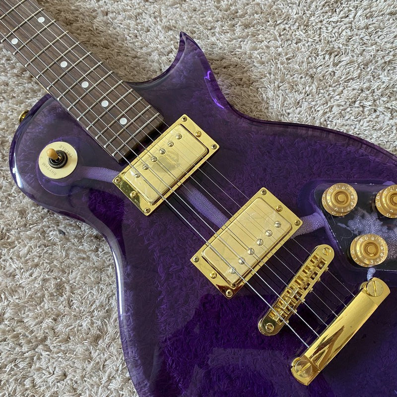 Acrylic Purple Transparent Mini Electric Guitar, Maple Neck Rosewood F