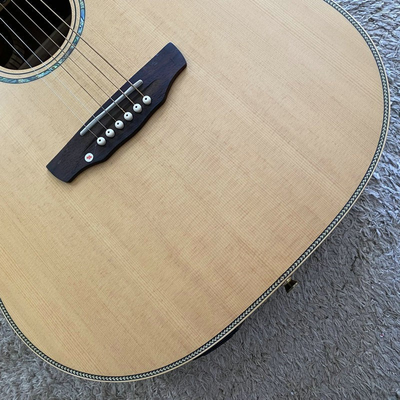 Left Handed Folk Acoustic Guitar, Spruce Body, Mahogany Neck, 22 Frets