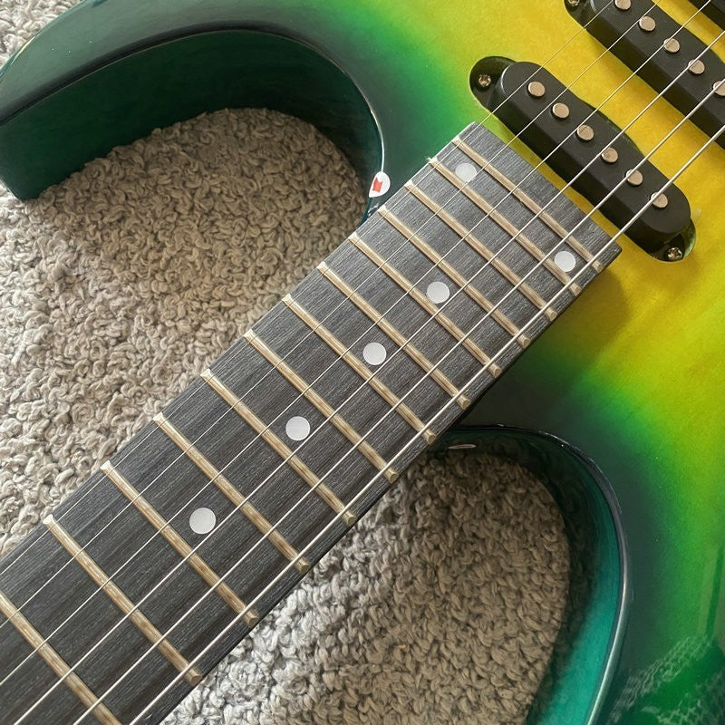 Green Yellow Burst HSH Guitar, Basswood Body with Maple neck, Rosewood