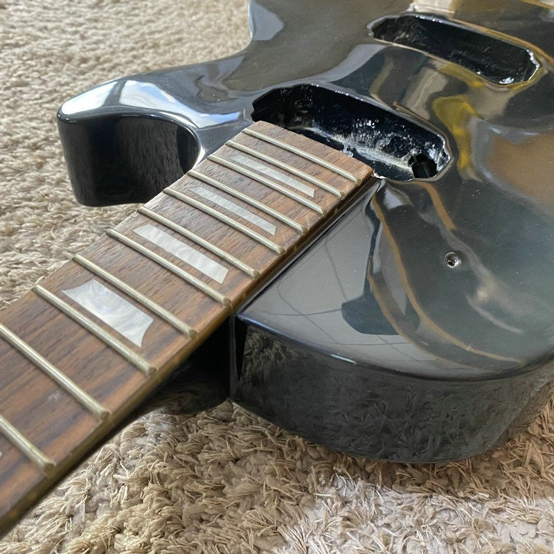 Gloss Black Harley Benton Guitar Single Cut Body, Maple Neck, Rosewood