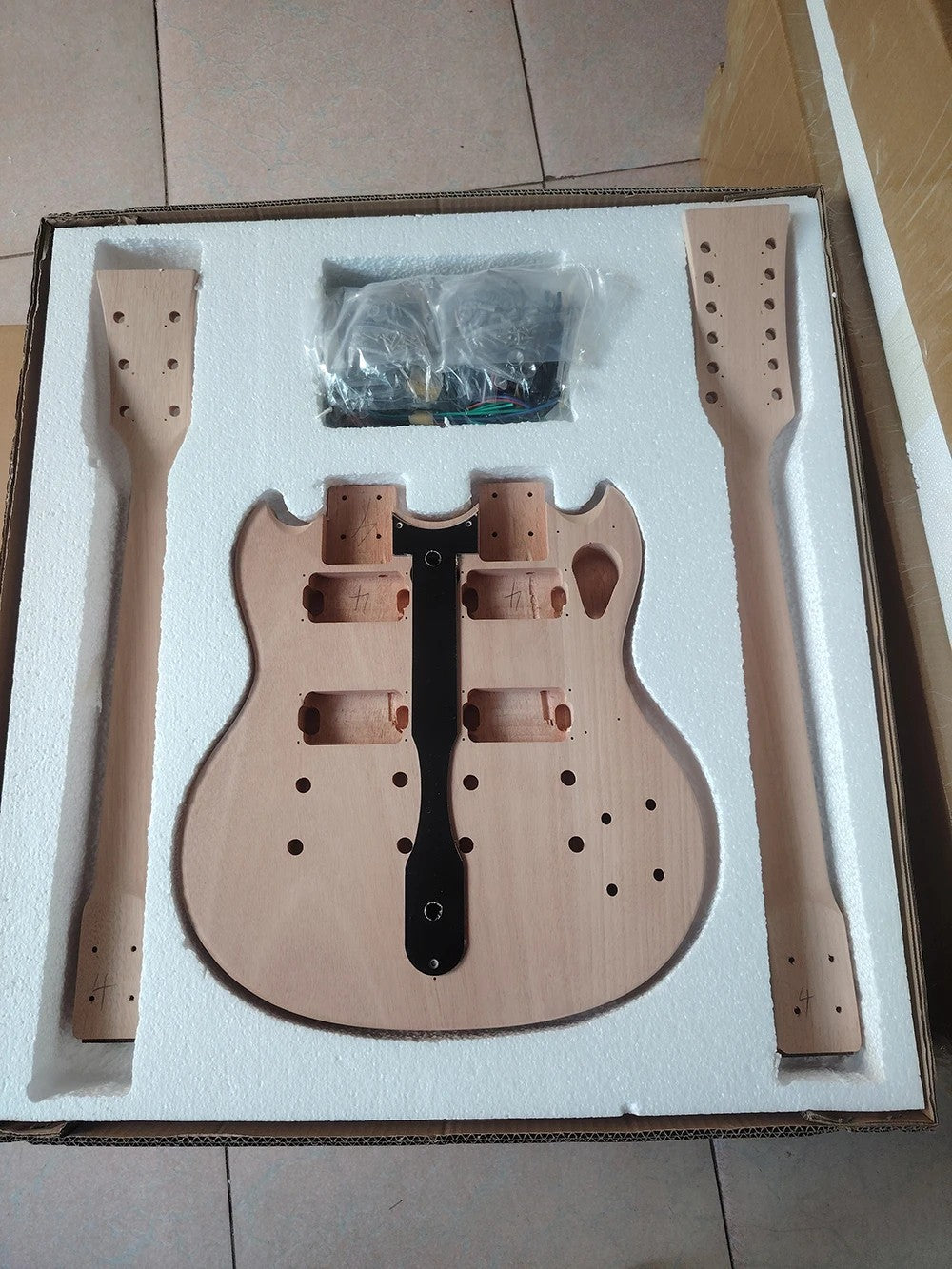 DIY Project Guitar Double Head SG Guitar, Mahogany Body Neck, Rosewood