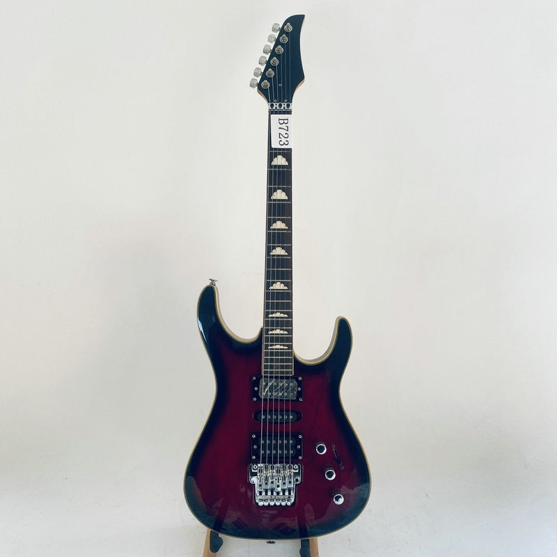 Red Burst Custom HSH Guitar, Solid Baswood Body, Maple Neck, Rosewood