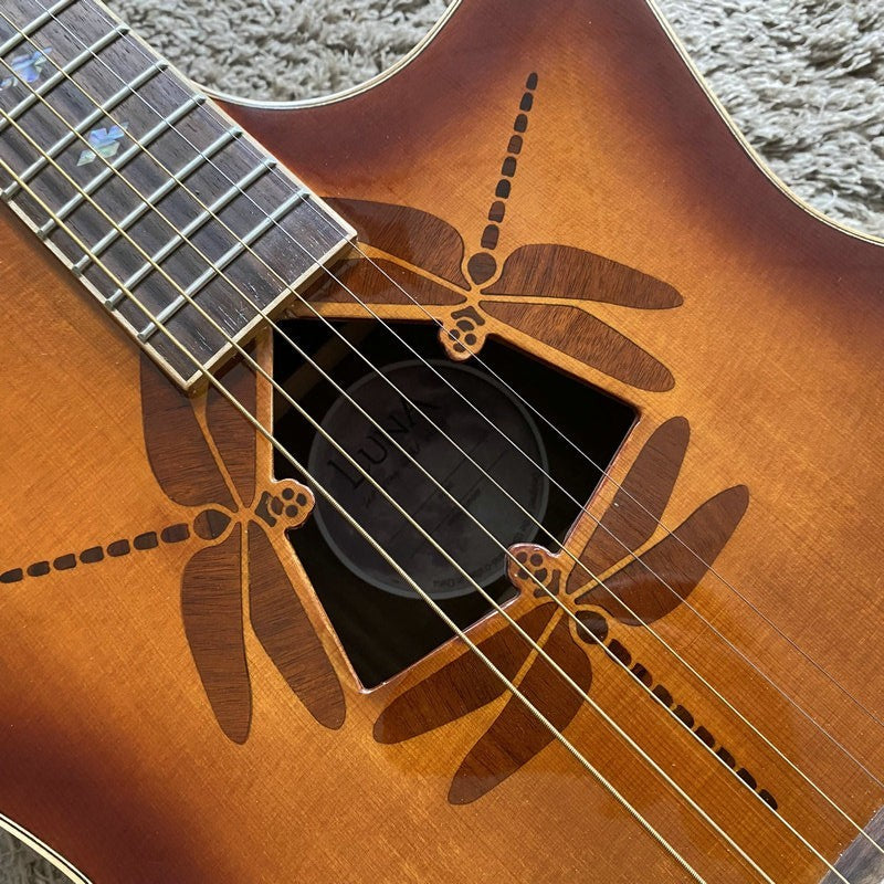 Luna Acoustic Guitar, Red Pine Top Body, Mahogany Neck, Rosewood Finge