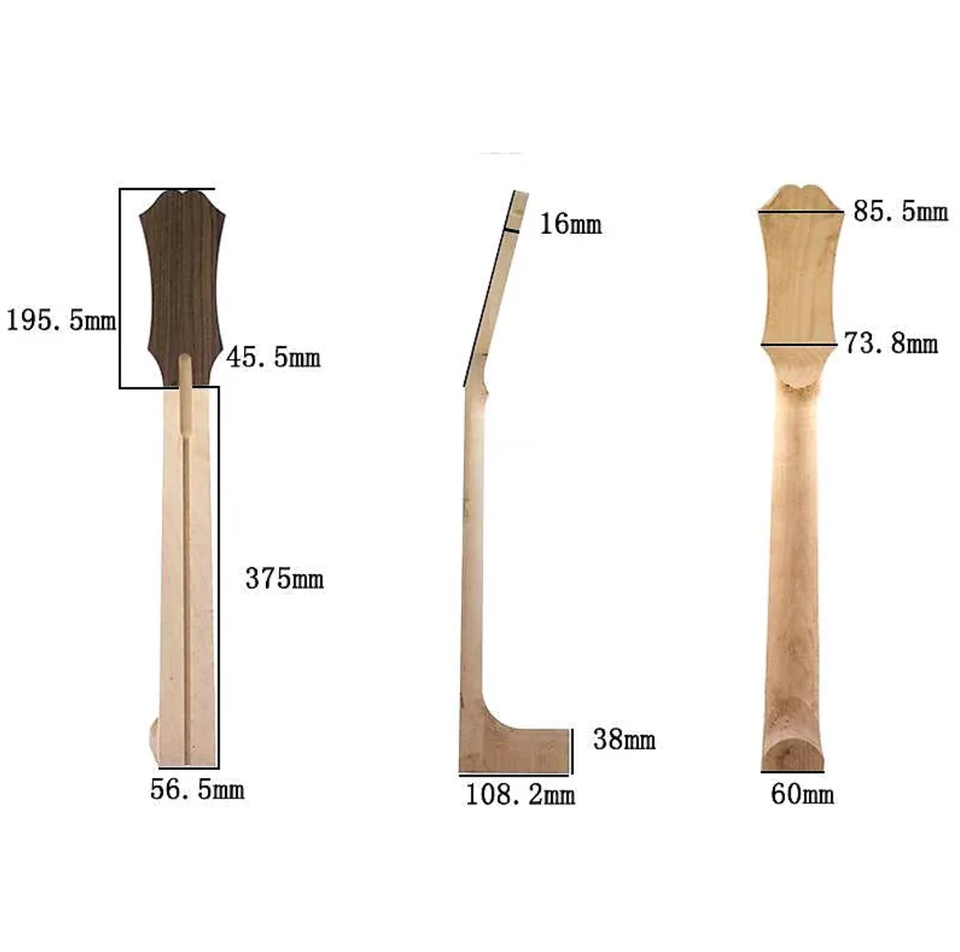 Maple Wood Acoustic Guitar Neck, Rosewood Top Headstock