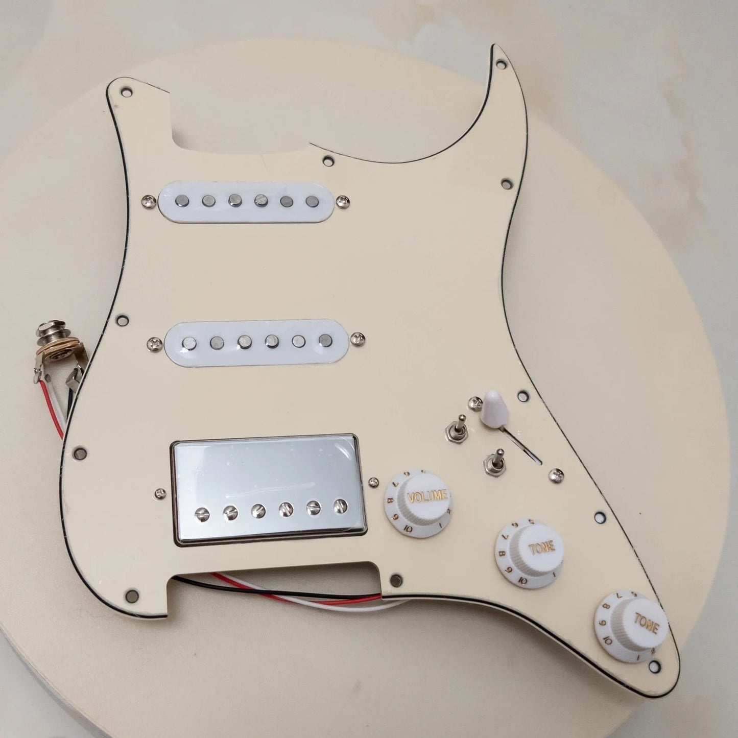 HSS Cream Guitar Loaded Prewired Pickguard Plate, Alnico Pickups Fit S