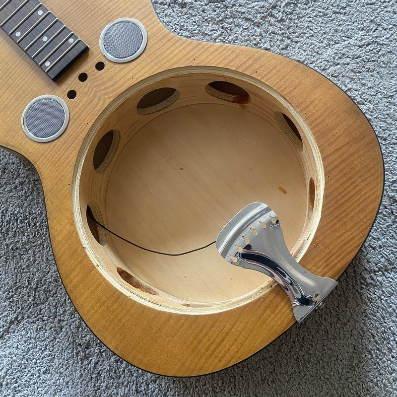 DIY Tiger Maple Dobro Resonator Guitar Mahogany Neck Rosewood 19 Frets