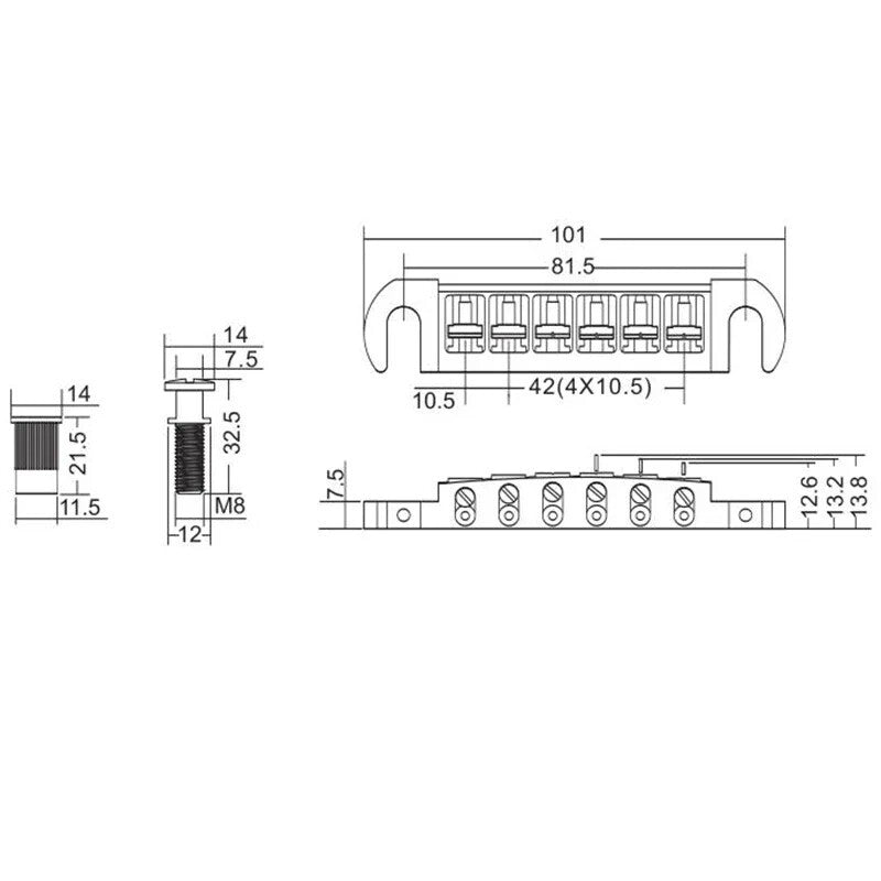 Wilkinson TuneOMatic Wraparound Guitar Bridge Tailpiece Fit Ibanez,Epi