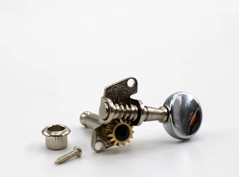 2R+2L Ukulele Open Gear Tuning Pegs Machine Heads Keys in Silver