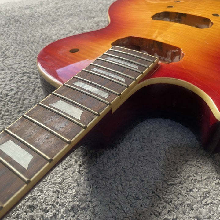 Left Hand Harley Benton Guitar Tiger Maple Top Body with Neck Set Fit